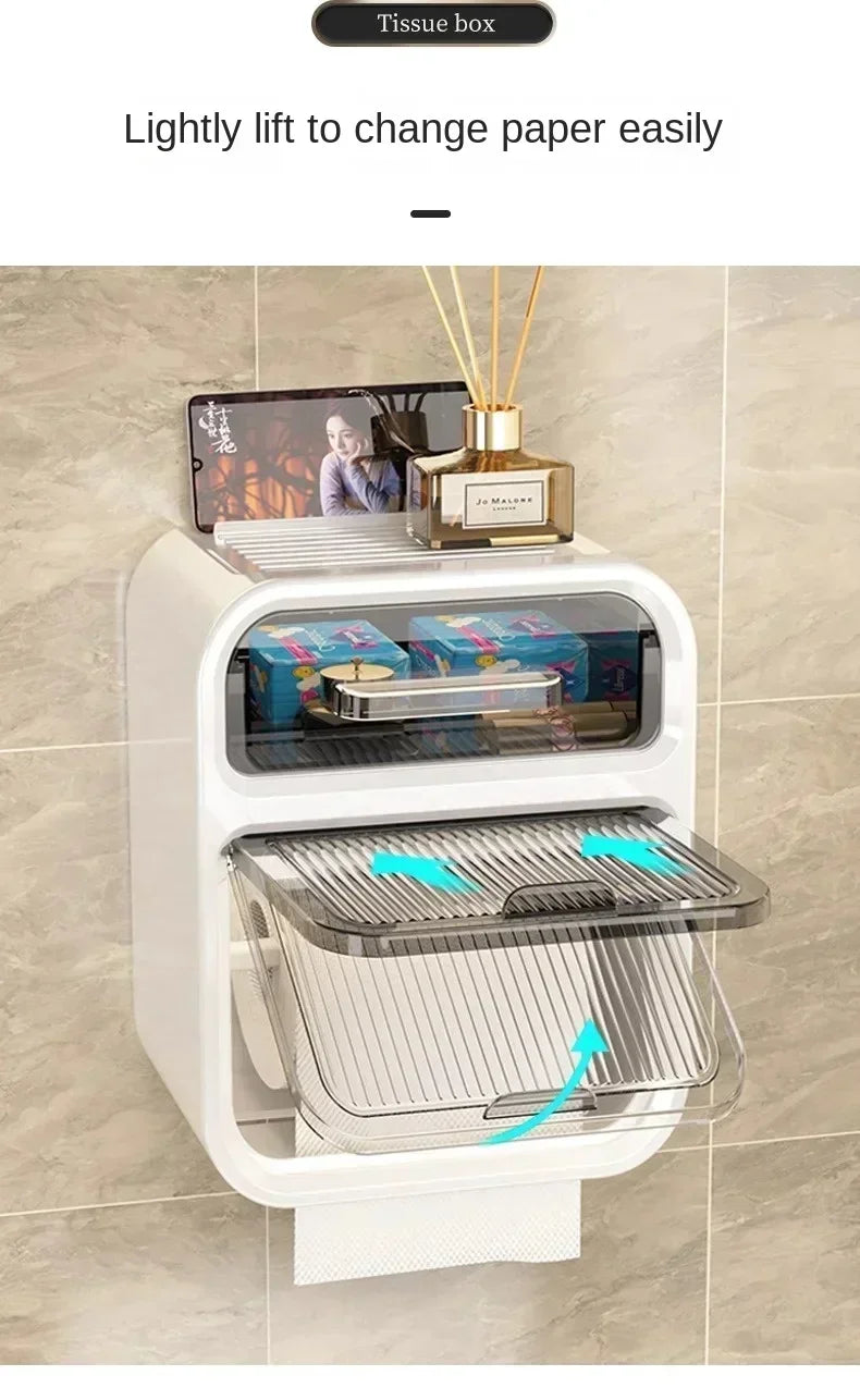 Wall-Mounted Bathroom Tissue Box with Drawer