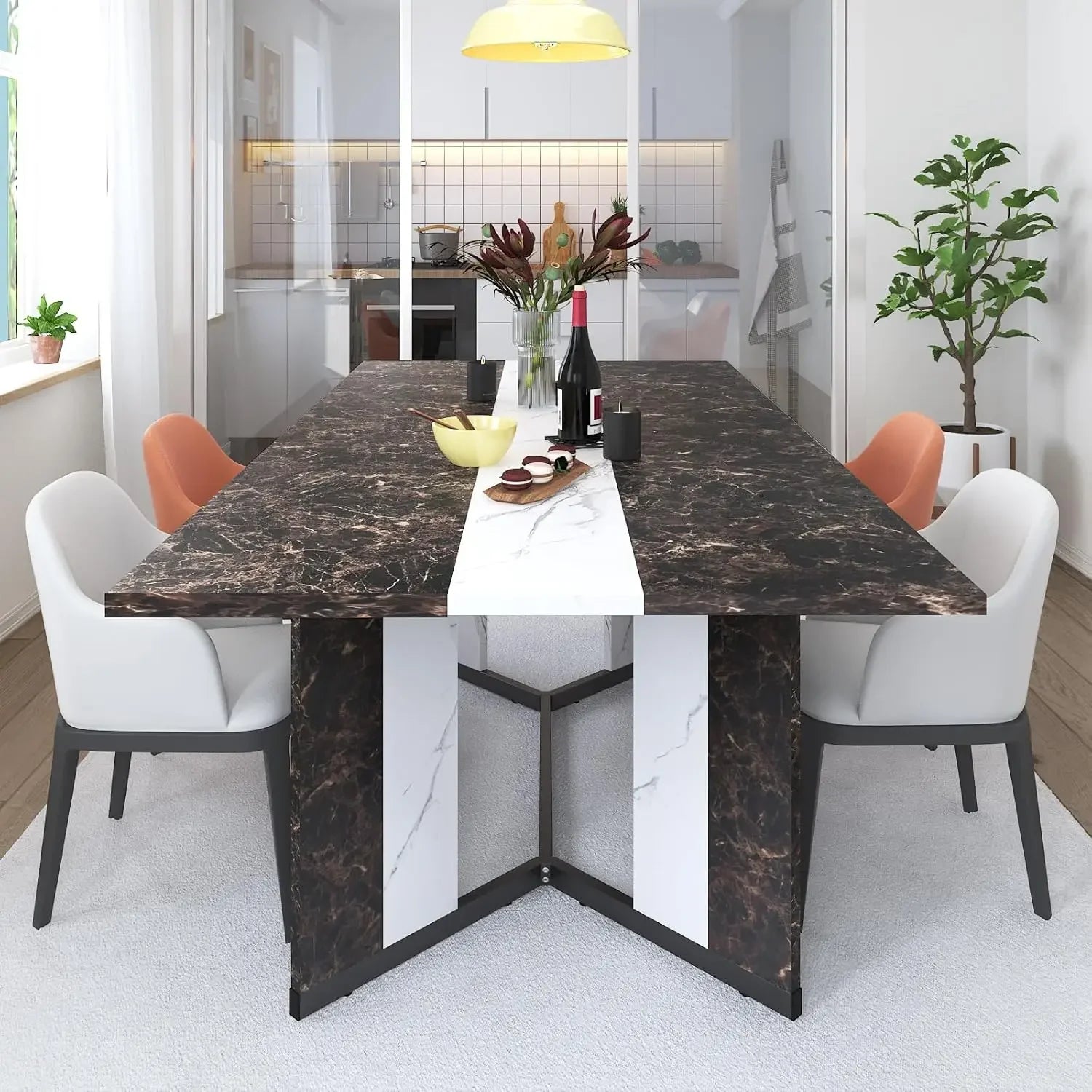 35in Marble-Color Wood Waterproof Tabletop
