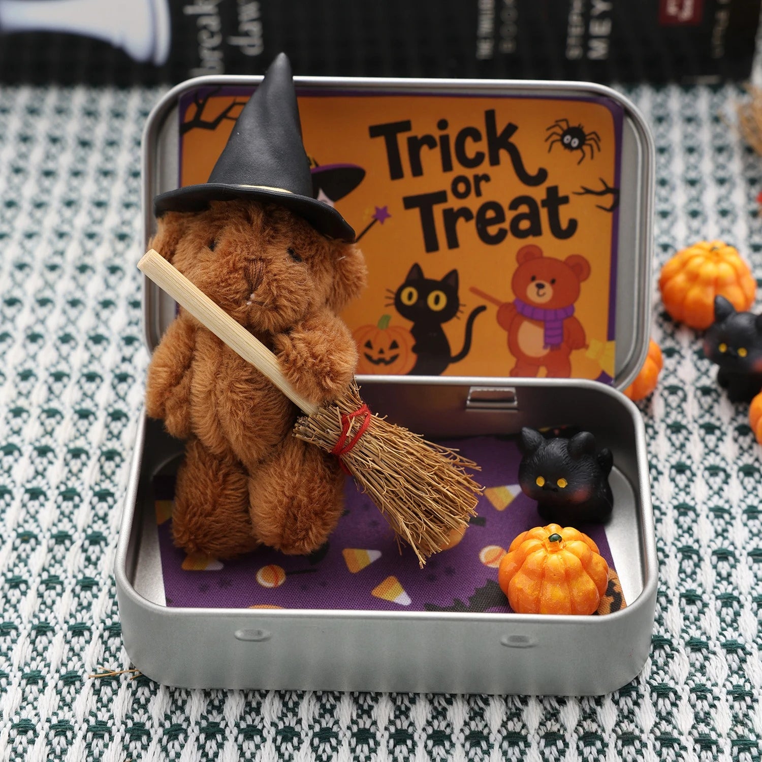 Halloween Teddy Gift Box, Halloween Plush Toy Decoration Doll Ornaments for Children