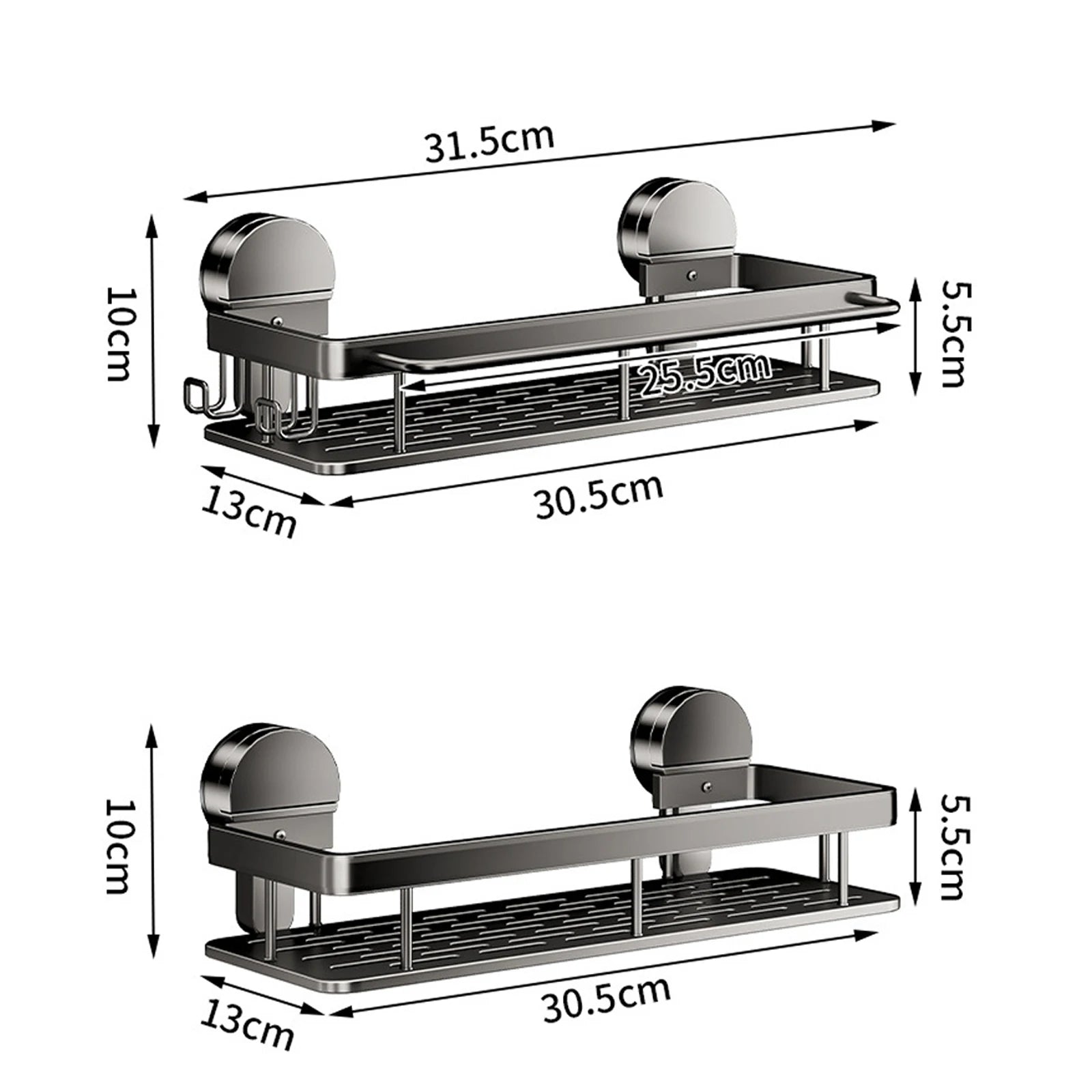Suction Cup Bathroom Shelf No Drill Wall Mounted Shower Rack Toilet Storage Rack