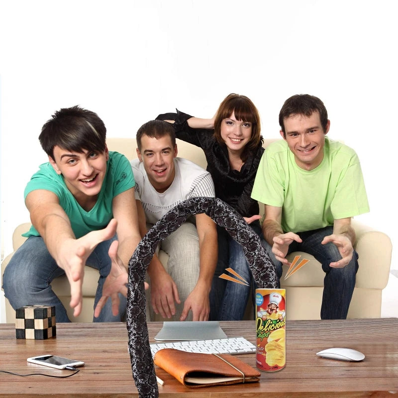 The Potato Chip Snake Can Jump Stage Magic Tricks Spring Snake Toy Jokes in A Can Gift