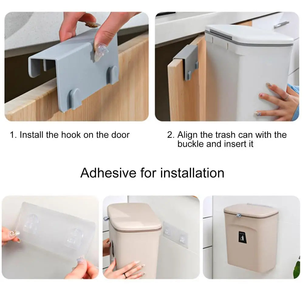 7/9L Hanging Trash Can For Kitchen Large Capacity Recycling Garbage basket