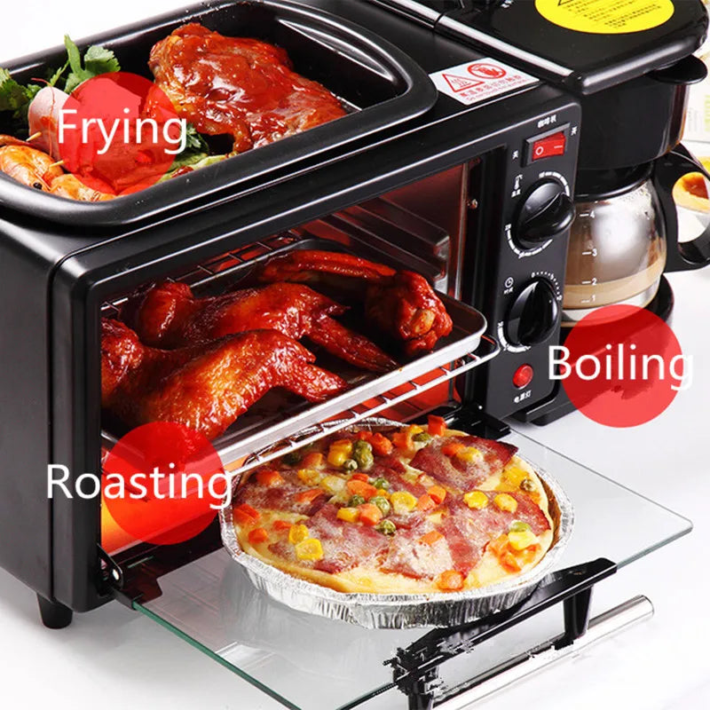 Kitchen 3 In 1 Breakfast Machine Drip Coffee, Toast, Pizza Maker