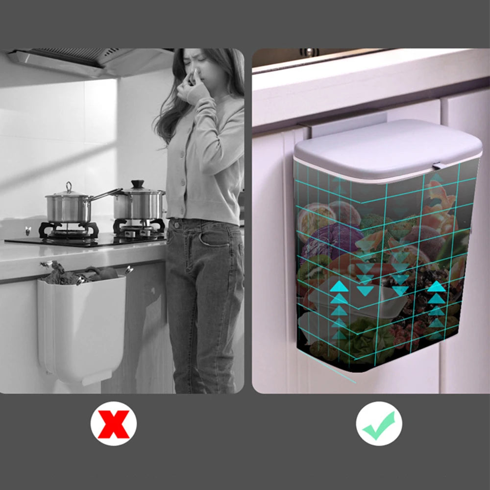 7/9L Hanging Trash Can For Kitchen Large Capacity Recycling Garbage basket