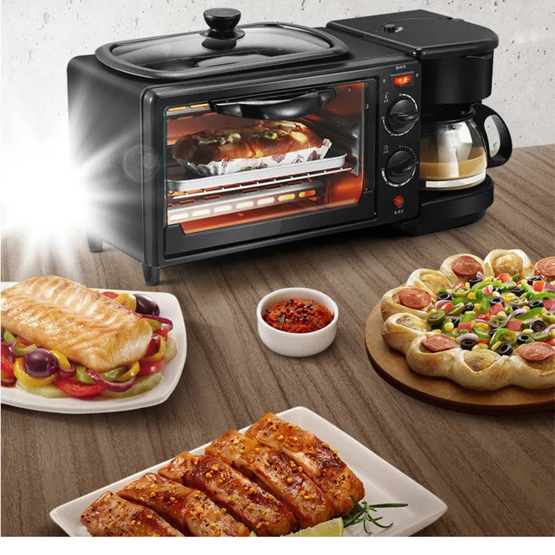 Kitchen 3 In 1 Breakfast Machine Drip Coffee, Toast, Pizza Maker