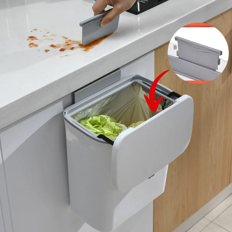 7/9L Hanging Trash Can For Kitchen Large Capacity Recycling Garbage basket