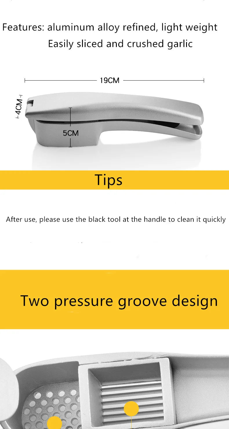 Kitchen household manual garlic press aluminum gadget