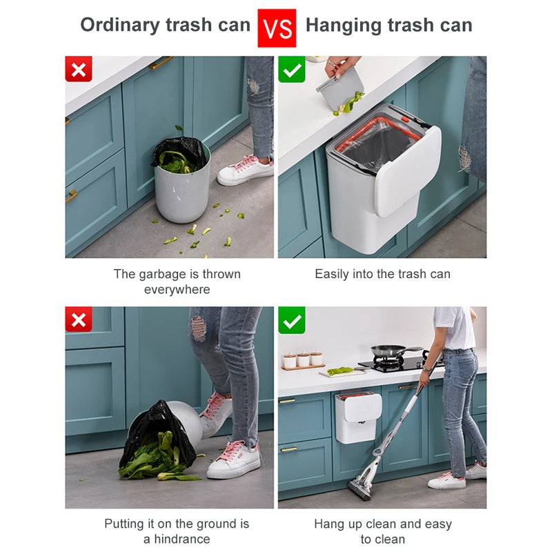 7/9L Hanging Trash Can For Kitchen Large Capacity Recycling Garbage basket