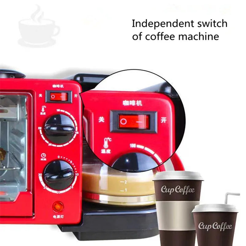 Kitchen 3 In 1 Breakfast Machine Drip Coffee, Toast, Pizza Maker