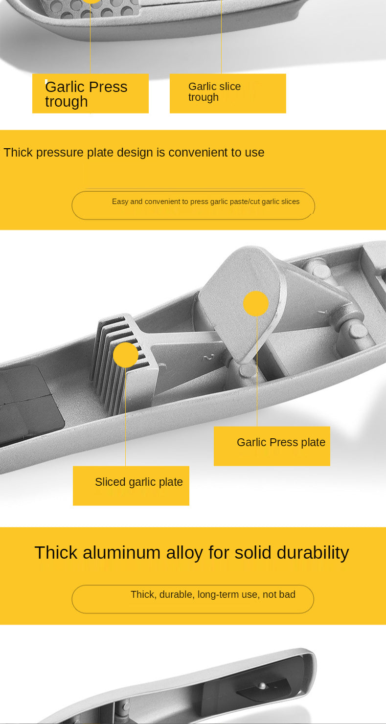 Kitchen household manual garlic press aluminum gadget