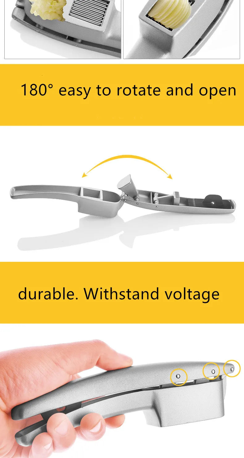 Kitchen household manual garlic press aluminum gadget