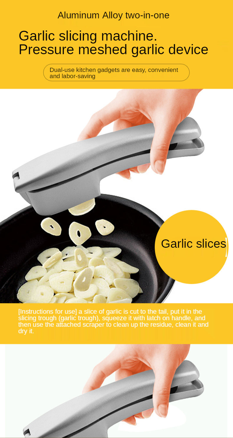 Kitchen household manual garlic press aluminum gadget