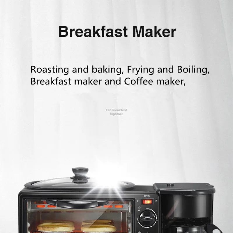 Kitchen 3 In 1 Breakfast Machine Drip Coffee, Toast, Pizza Maker