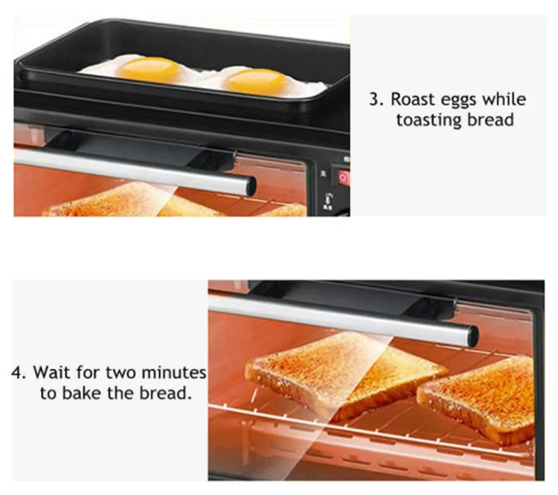 Kitchen 3 In 1 Breakfast Machine Drip Coffee, Toast, Pizza Maker
