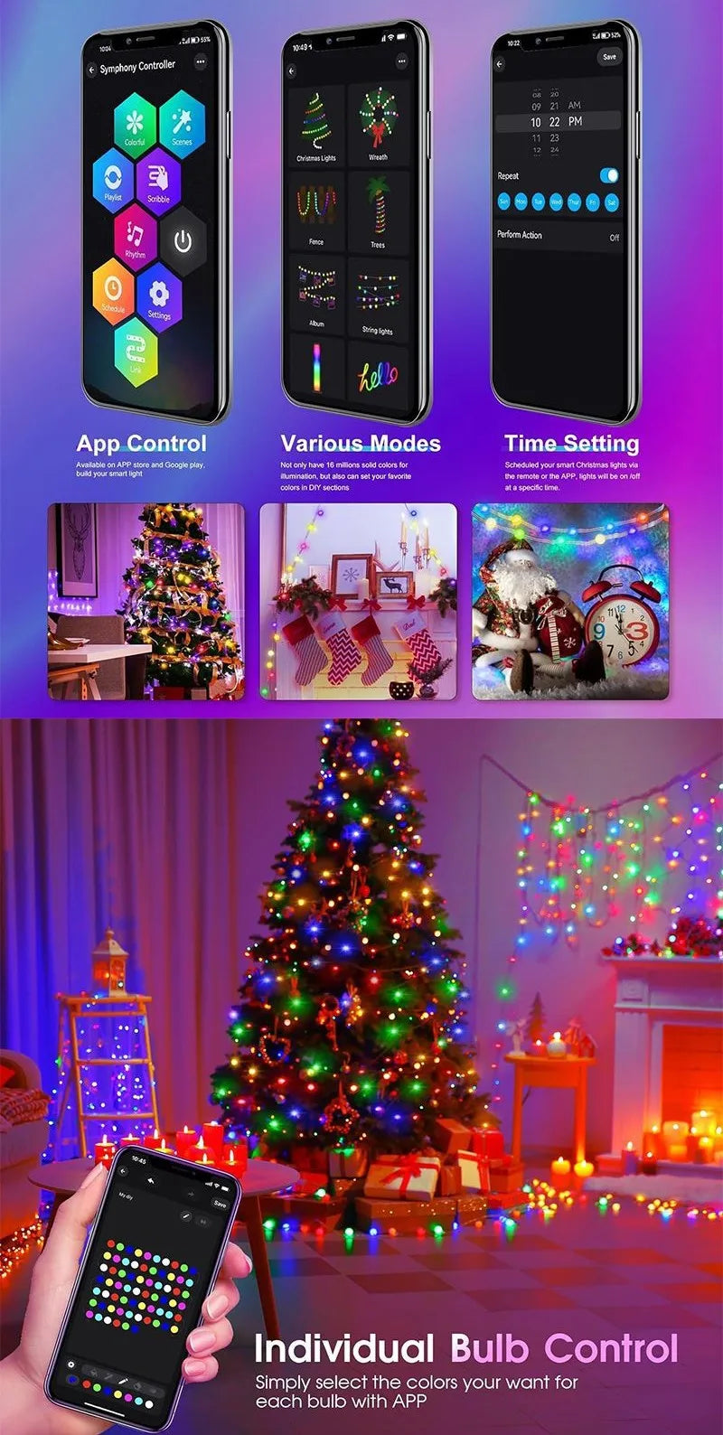 5M/10M/15M/20M USB Sting Light Bluetooth APP DIY LED Fairy Lights Garland Decoration