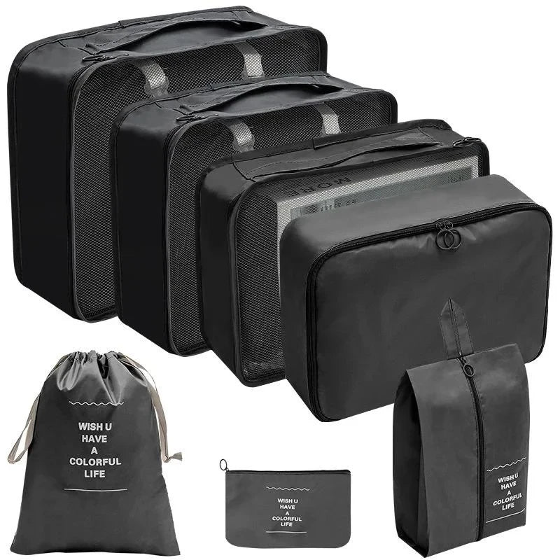 7/8/9/10 Pcs Set Travel Organizer Storage Bags Suitcase Packing Cubes Portable Luggage