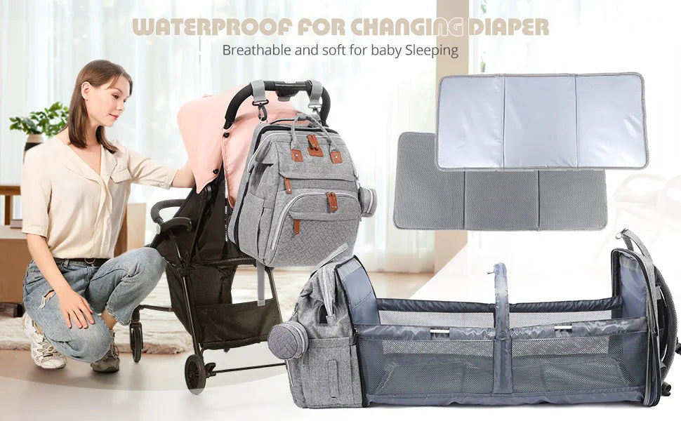 Baby Nappy Changing Station Portable Bed Travel Bassinet Waterproof Folding Crib