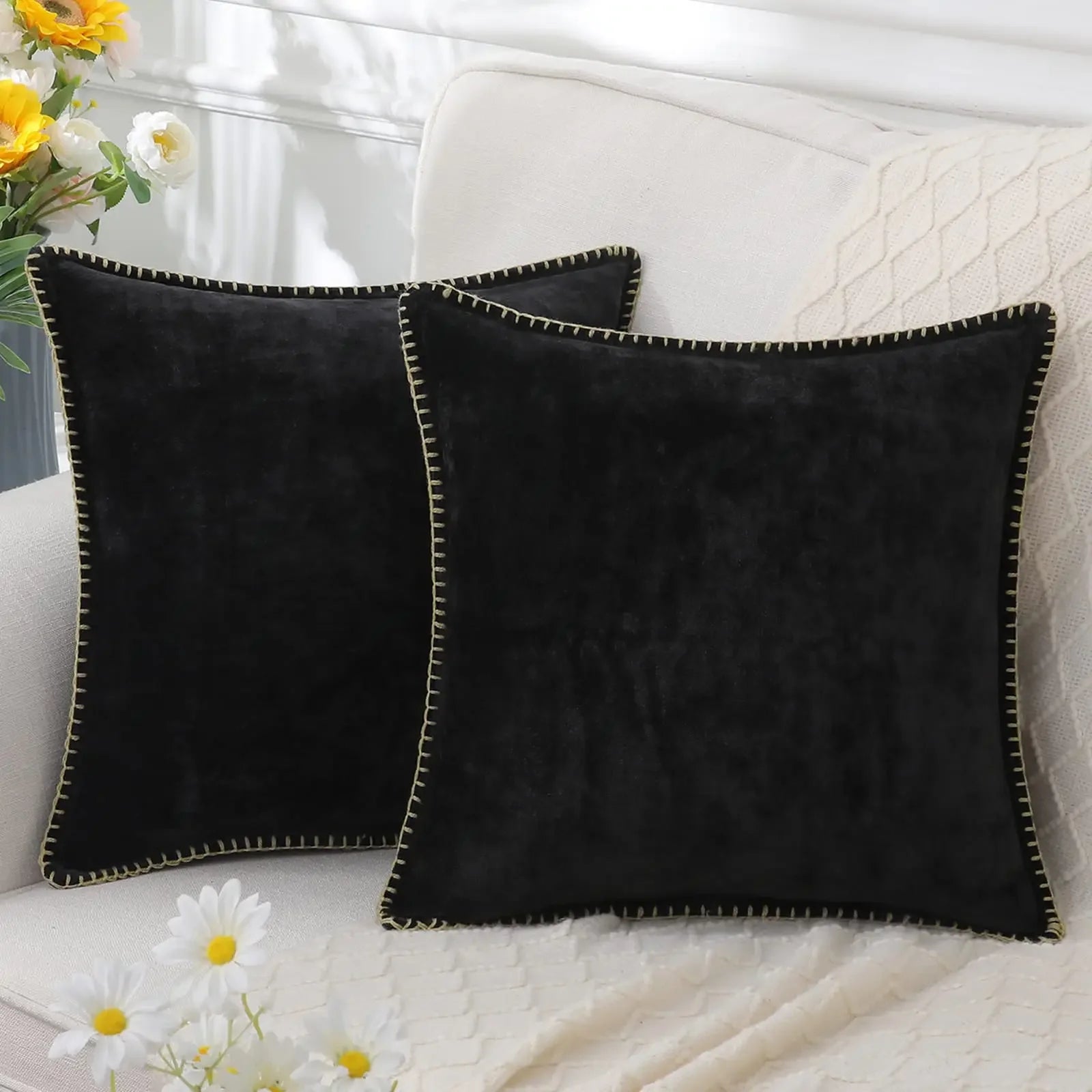 Blue Chenille Cushion Cover