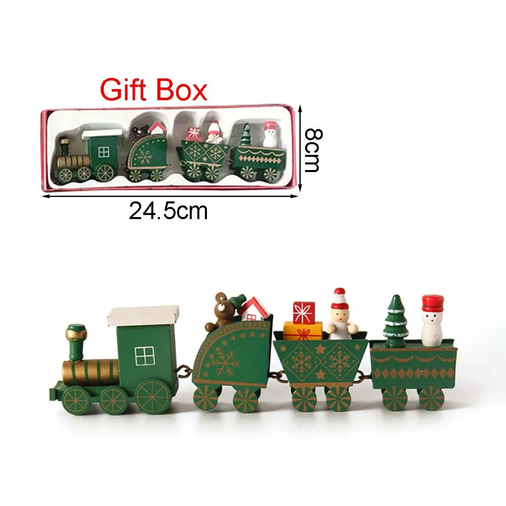 Christmas Wood Train Decoration, Ornaments With Moving Train, Home Noel