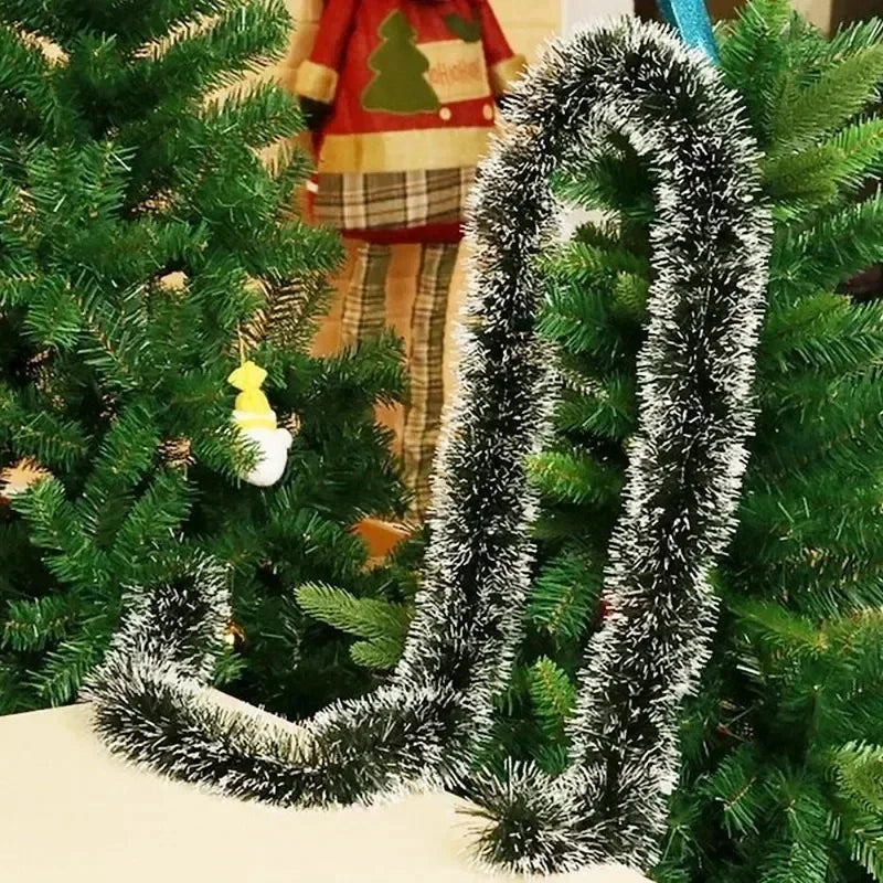 2M Christmas Ribbon Garland Green Cane Tinsel Xmas Tree Hanging Pendent Ornaments