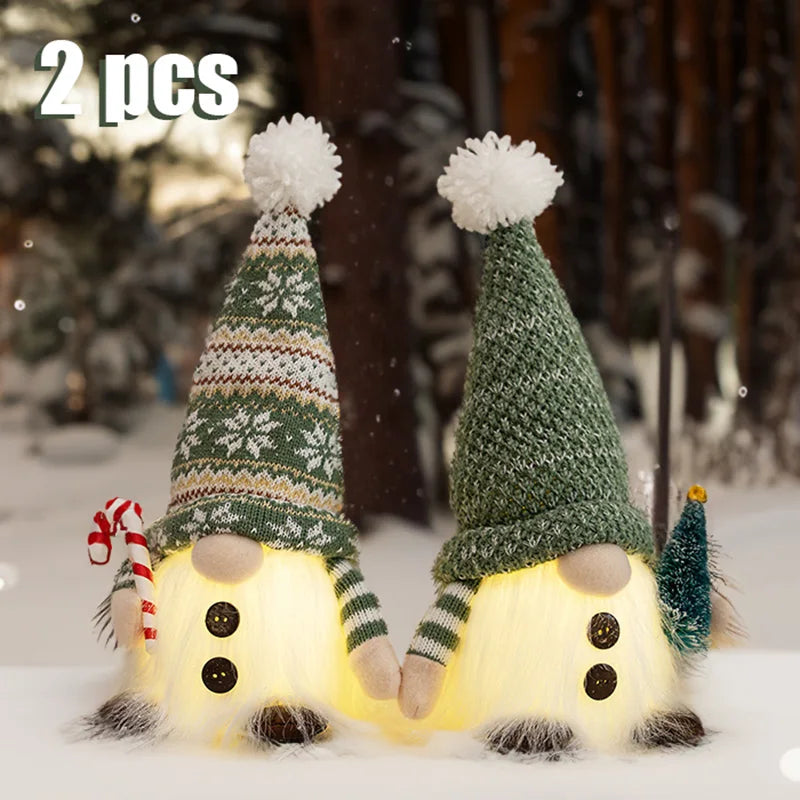 30cm Glowing Knitted Doll Couple with Led Night Light Christmas Decorations