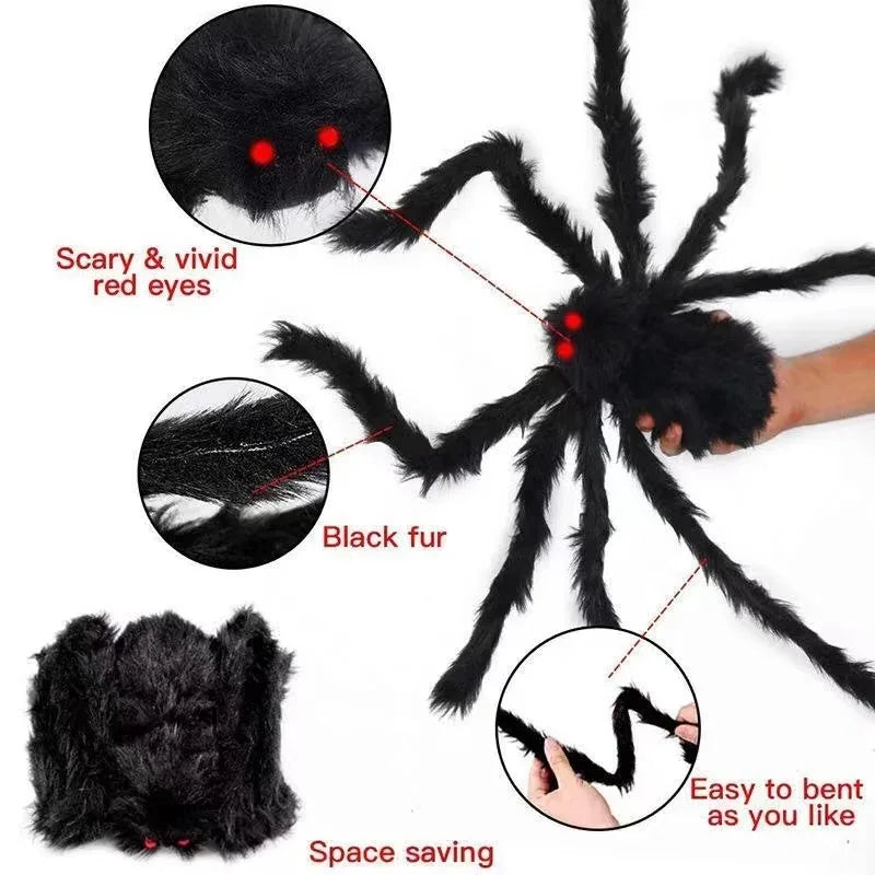 Horror Halloween Giant Black Spider Decoration Haunted House Party Props