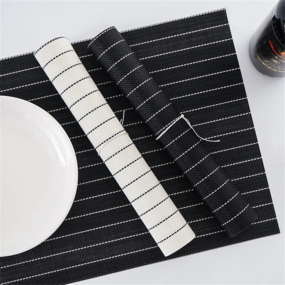 Table Mat Set Non-Slip Bowl Pad Coaster Set Washable PVC Dining Table Placemats
