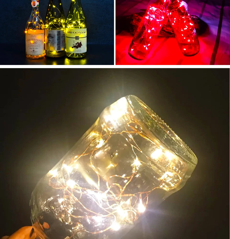 Wine Bottle Cork LED String Holiday Fairy Lights Christmas Tree Wedding Party Decor