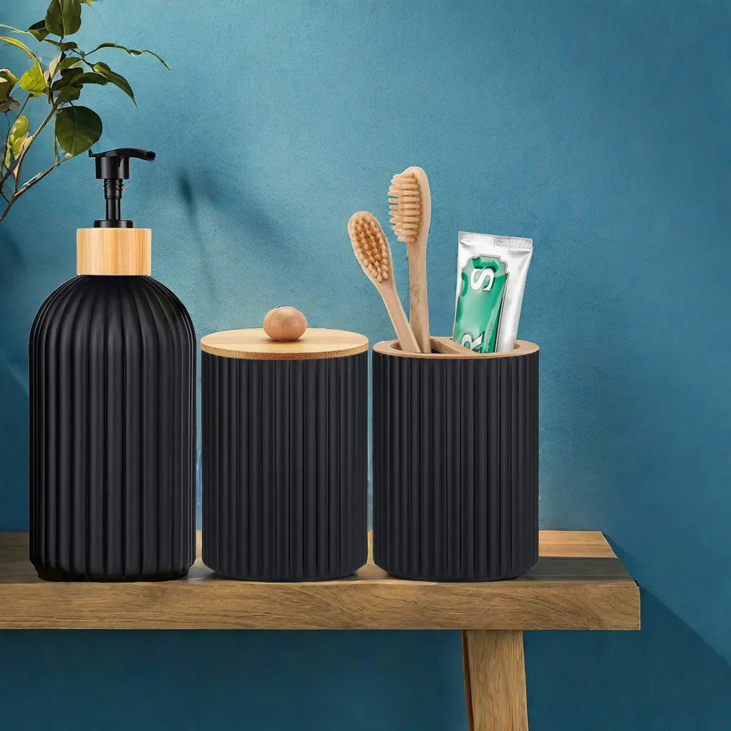Bathroom Countertop Container Soap Dispenser Cotton Ball Storage Box Toothbrush Holder