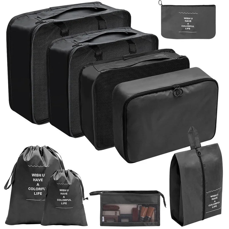 7/8/9/10 Pcs Set Travel Organizer Storage Bags Suitcase Packing Cubes Portable Luggage