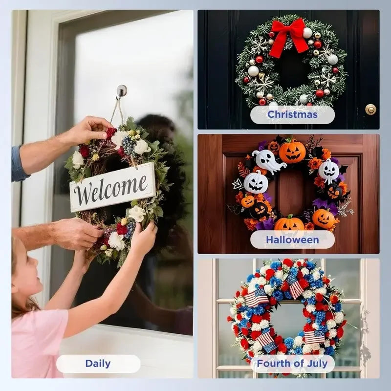 2PCS Christmas Door Wreath Hook Suction Cup Hook Christmas Decor For different festivals