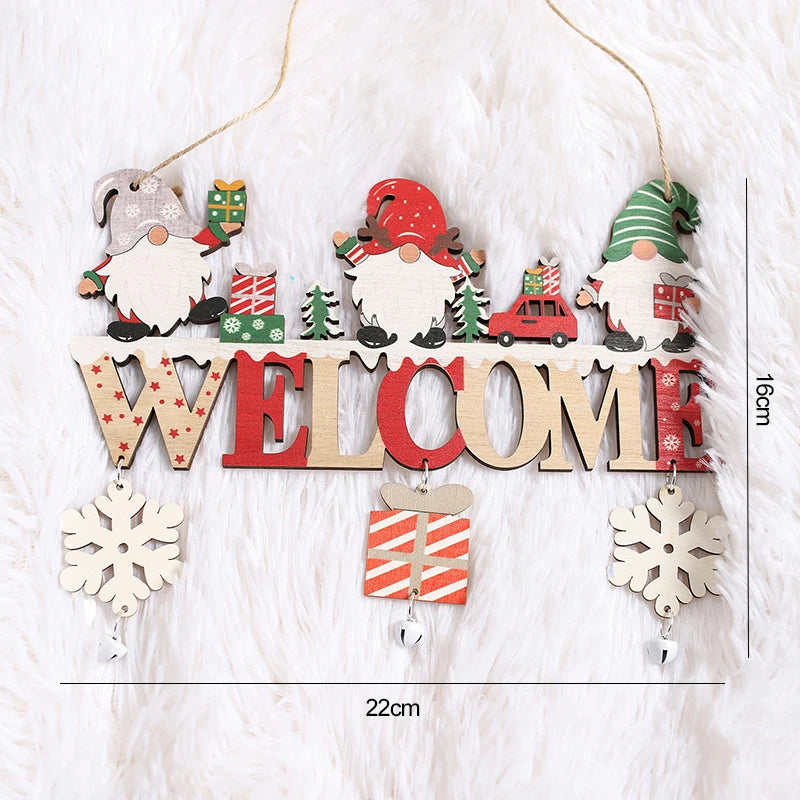 Santa Claus Wooden Hanging Ornament Christmas Decoration for Home Door Tree Pendants