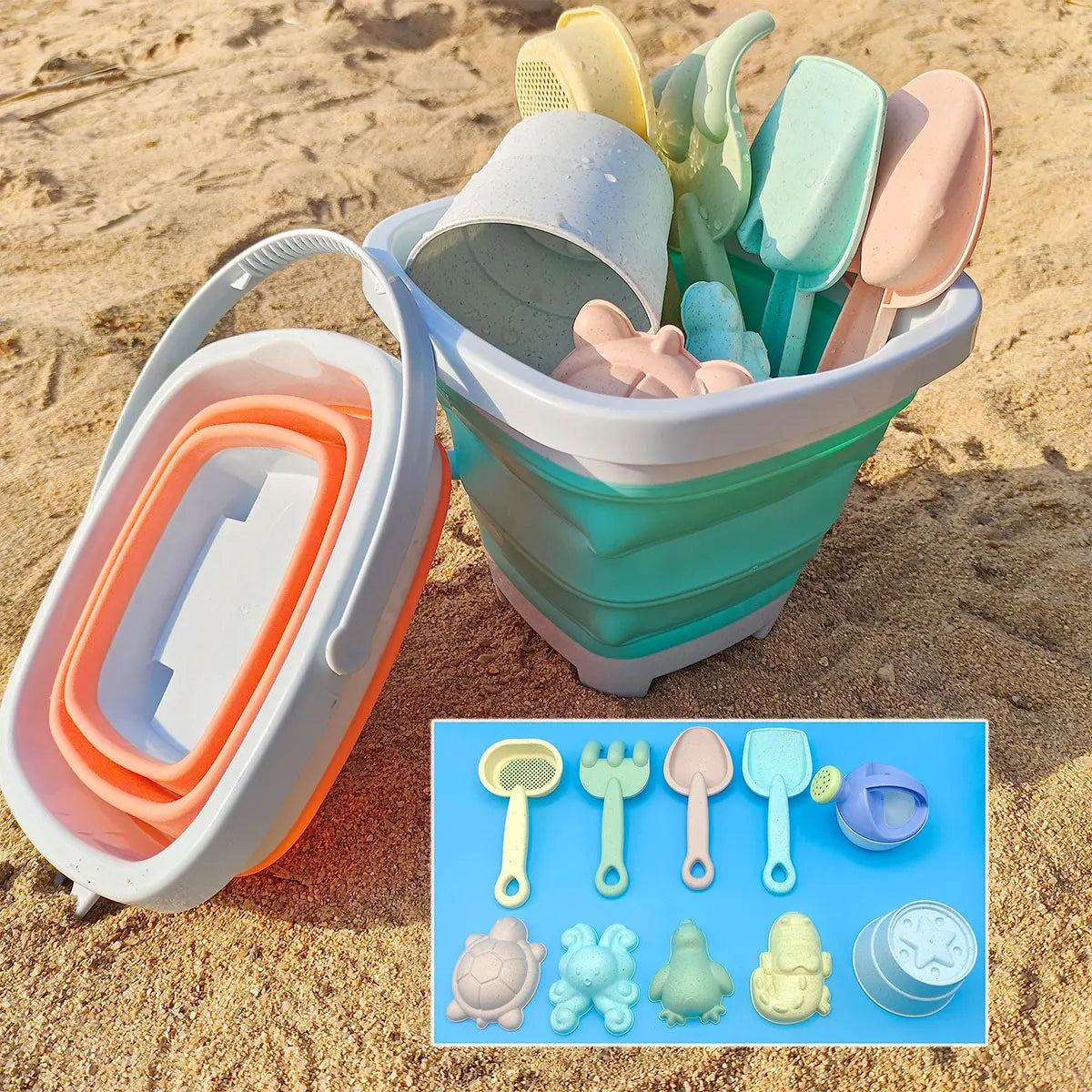 11/5/1 PCS Beach Sand Play Water Set Folding Bucket Toys for Children