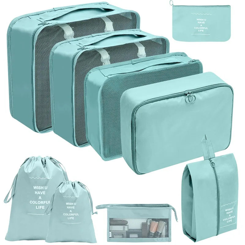 7/8/9/10 Pcs Set Travel Organizer Storage Bags Suitcase Packing Cubes Portable Luggage