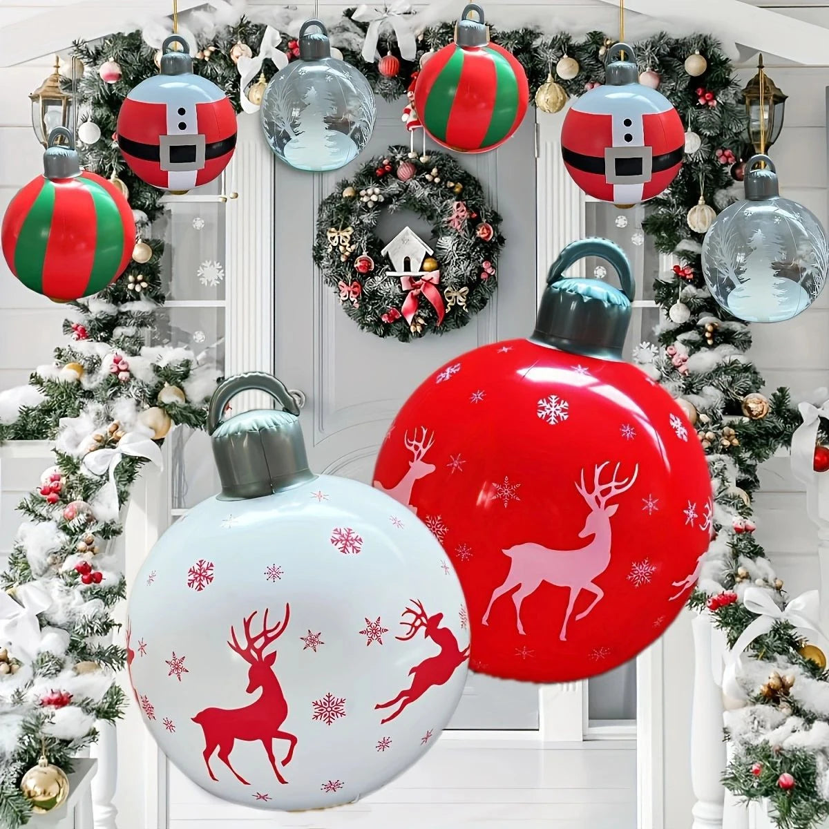 60cm Giant Luminous Inflatable Christmas Ball With No Lights Pvc Outdoor Xmas Decoration