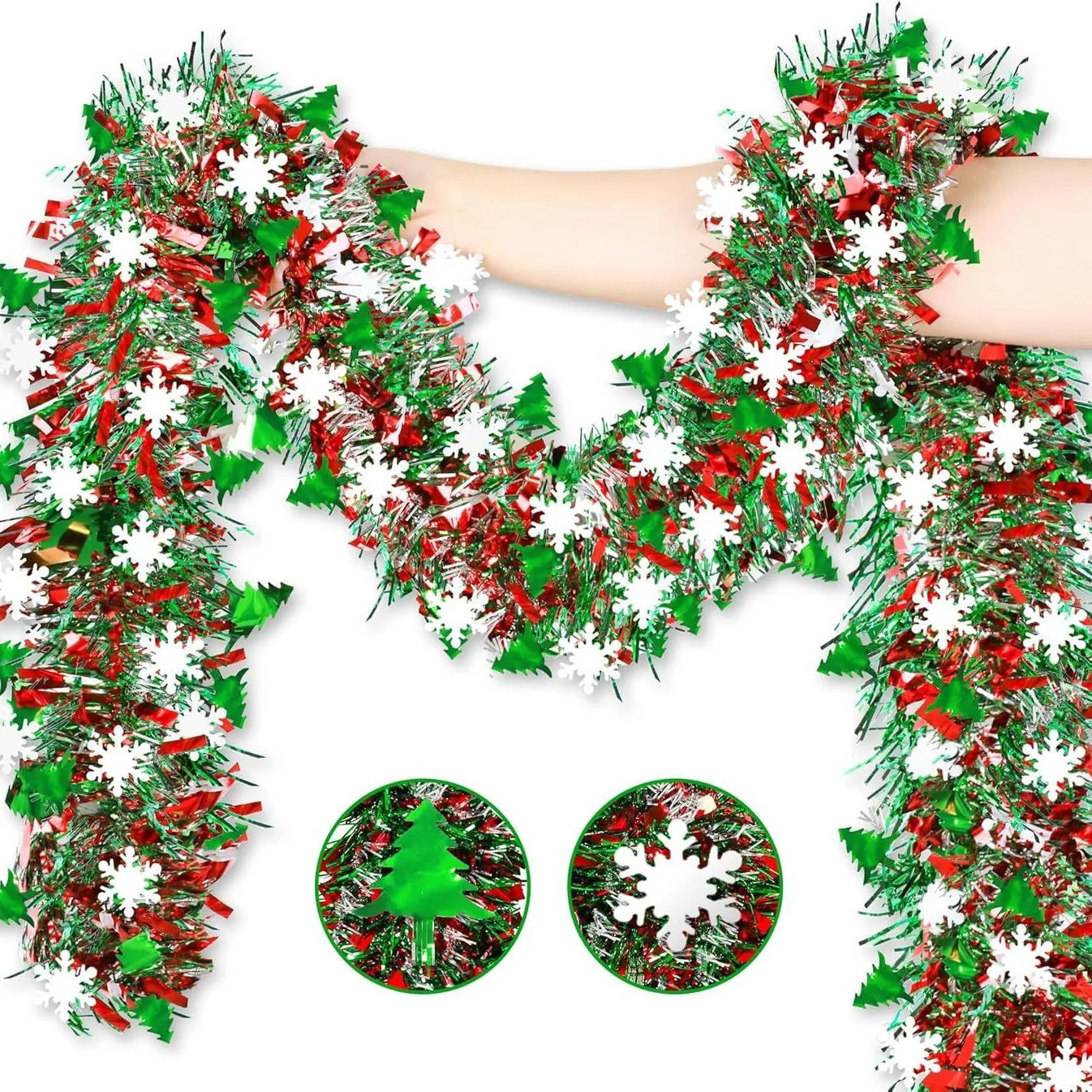 Christmas Tree Decorations Tinsel Garland Metallic Shiny Garland for Christmas Decoration
