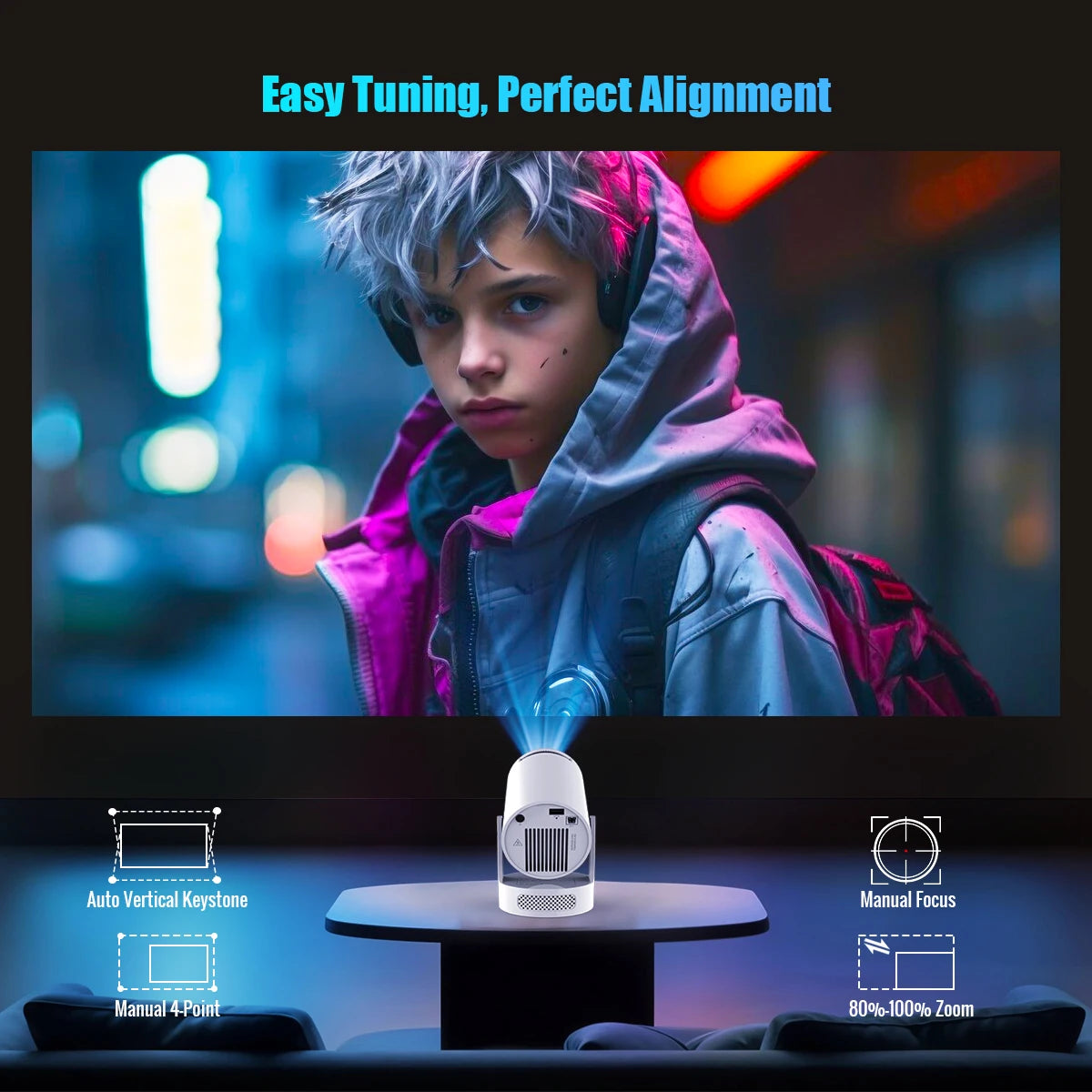 Pro + Dual Wifi 260ANSI 180°flexible BT5.0 Cinema Outdoor Portable Projector