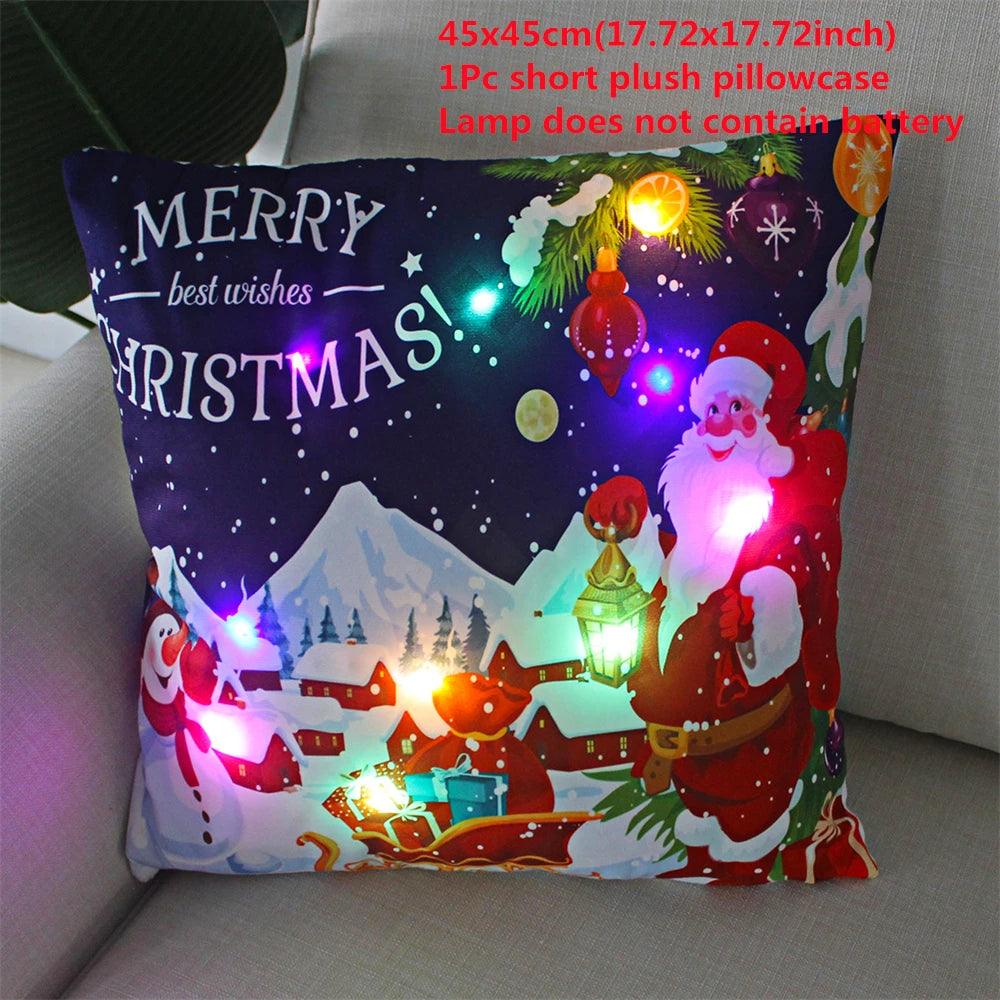 Christmas  decoration  Catted LED   pillow cover Navidad New Year Gift 45x45cm