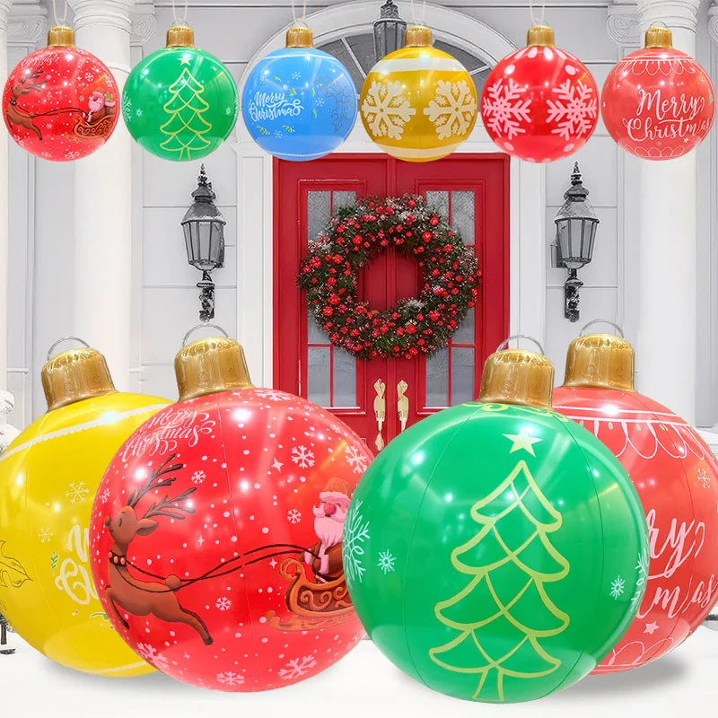 60cm Giant Luminous Inflatable Christmas Ball With No Lights Pvc Outdoor Xmas Decoration