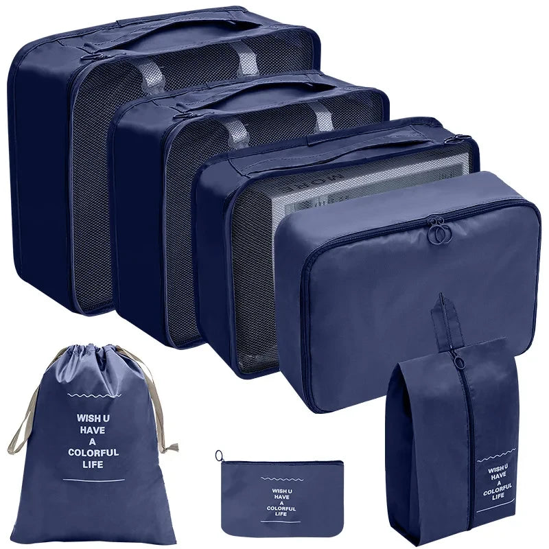 7/8/9/10 Pcs Set Travel Organizer Storage Bags Suitcase Packing Cubes Portable Luggage