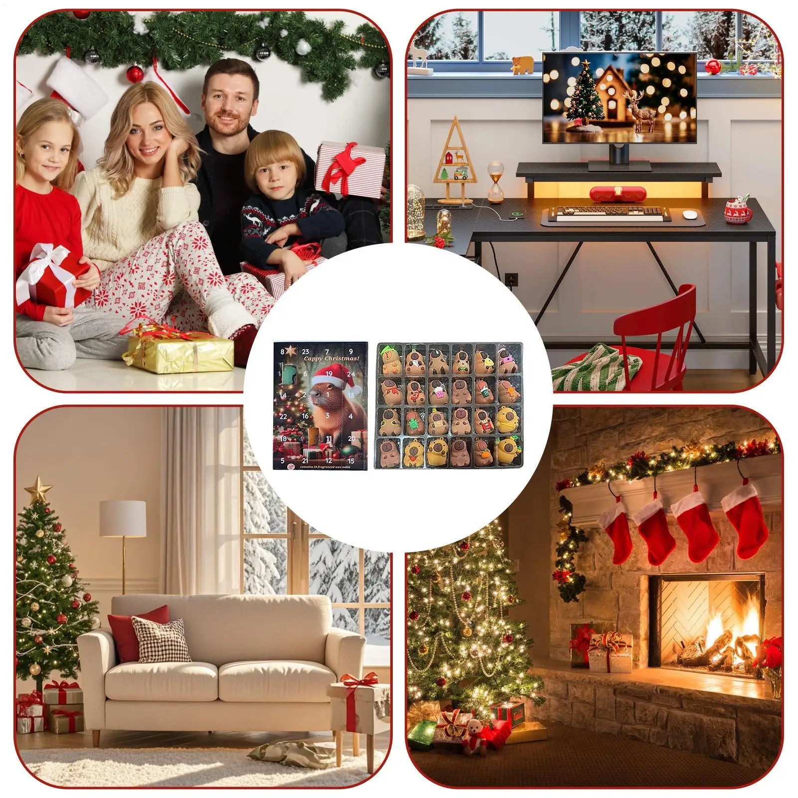 Christmas Capybara Countdown Calendar 24pcs 3d Miniature Doll Christmas Tree Ornament