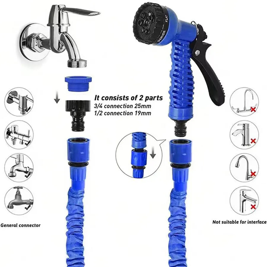 25FT-200FT Expandable Magic Hose 7 Water Spraying Hose Set
