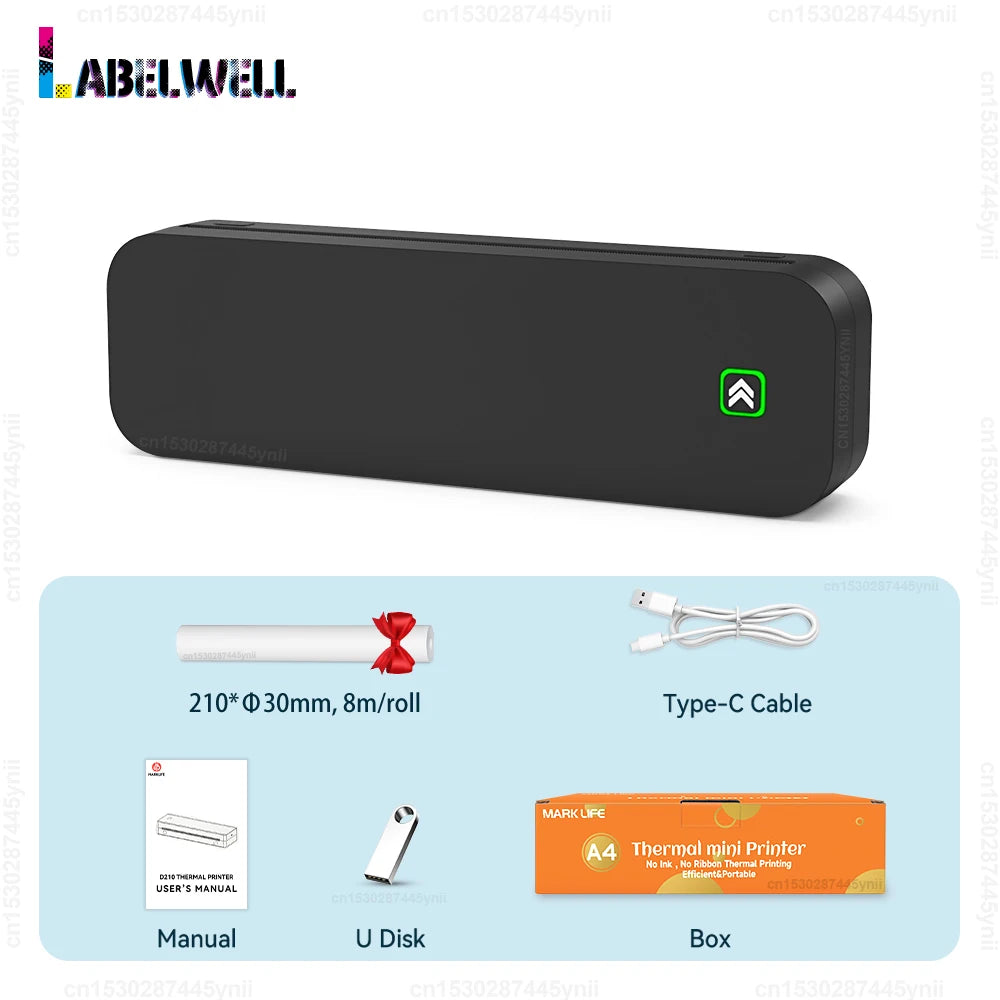 Inkless Printer Portable A4 Thermal Printer Wireless Bluetooth for Android /  App Store