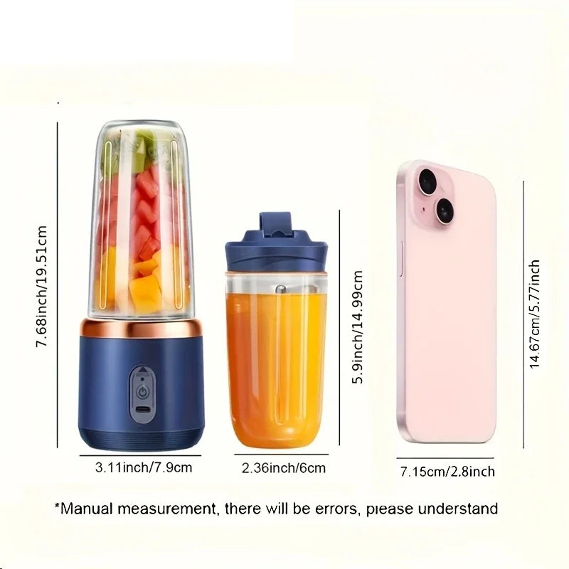 6 Blades Electric Juicer 2 Cups For Travel Portable Juicer Mixer Usb Charge Personal Blender