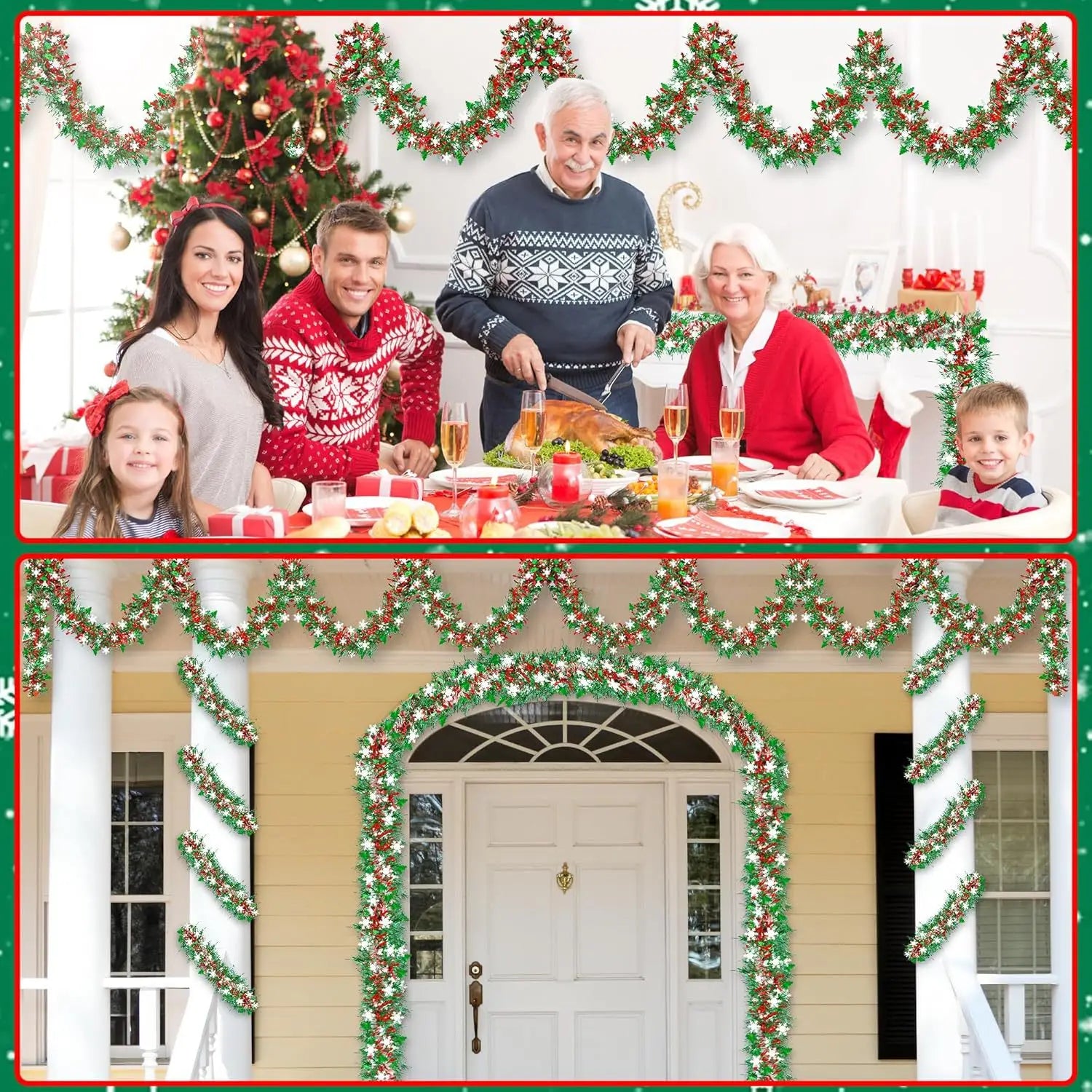 Christmas Tree Decorations Tinsel Garland Metallic Shiny Garland for Christmas Decoration