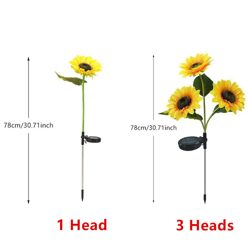 Brighten Garden with 3 Heads Solar Simulation Sunflower LED Lights
