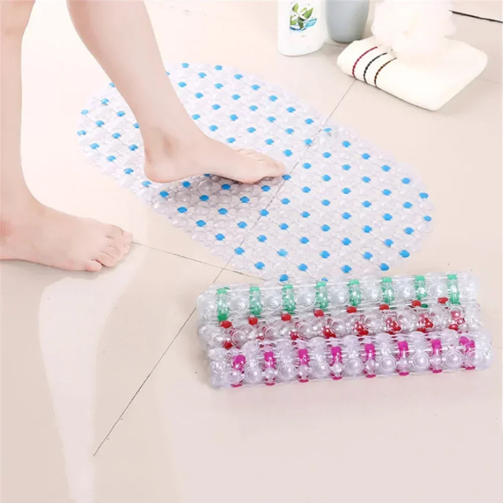 PVC Anti-slip Bath Mat with Suction Cup Soft Shower Mat Massage Bath Accessories