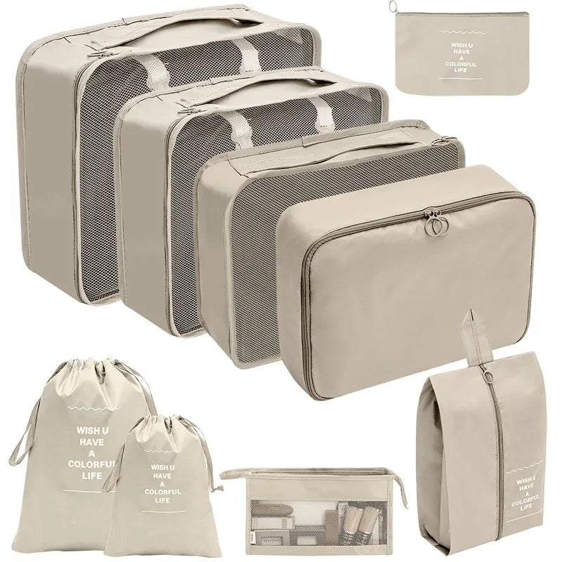 7/8/9/10 Pcs Set Travel Organizer Storage Bags Suitcase Packing Cubes Portable Luggage