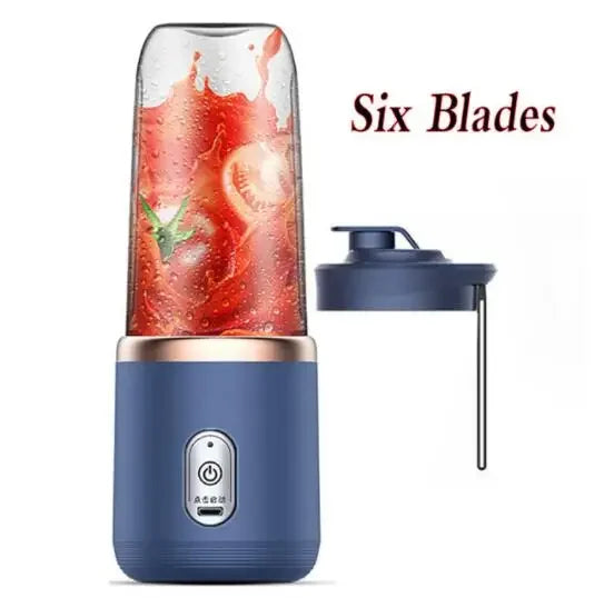 6 Blades Electric Juicer 2 Cups For Travel Portable Juicer Mixer Usb Charge Personal Blender