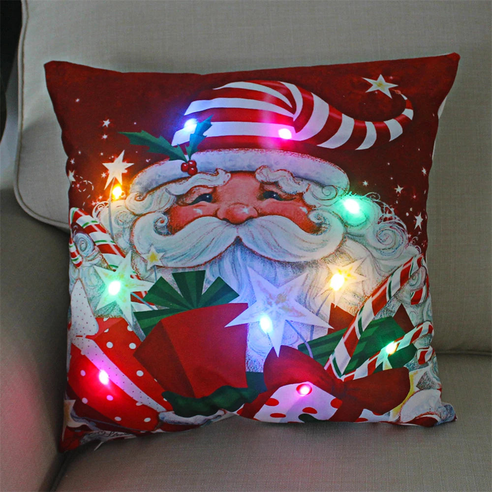 Christmas  decoration  Catted LED   pillow cover Navidad New Year Gift 45x45cm